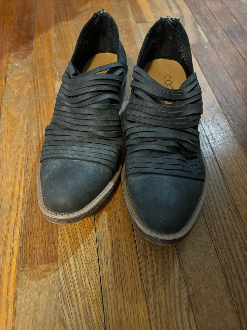 Women’s Dark Grey Strappy Leather Shoes
